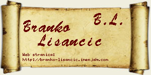 Branko Lišančić vizit kartica
